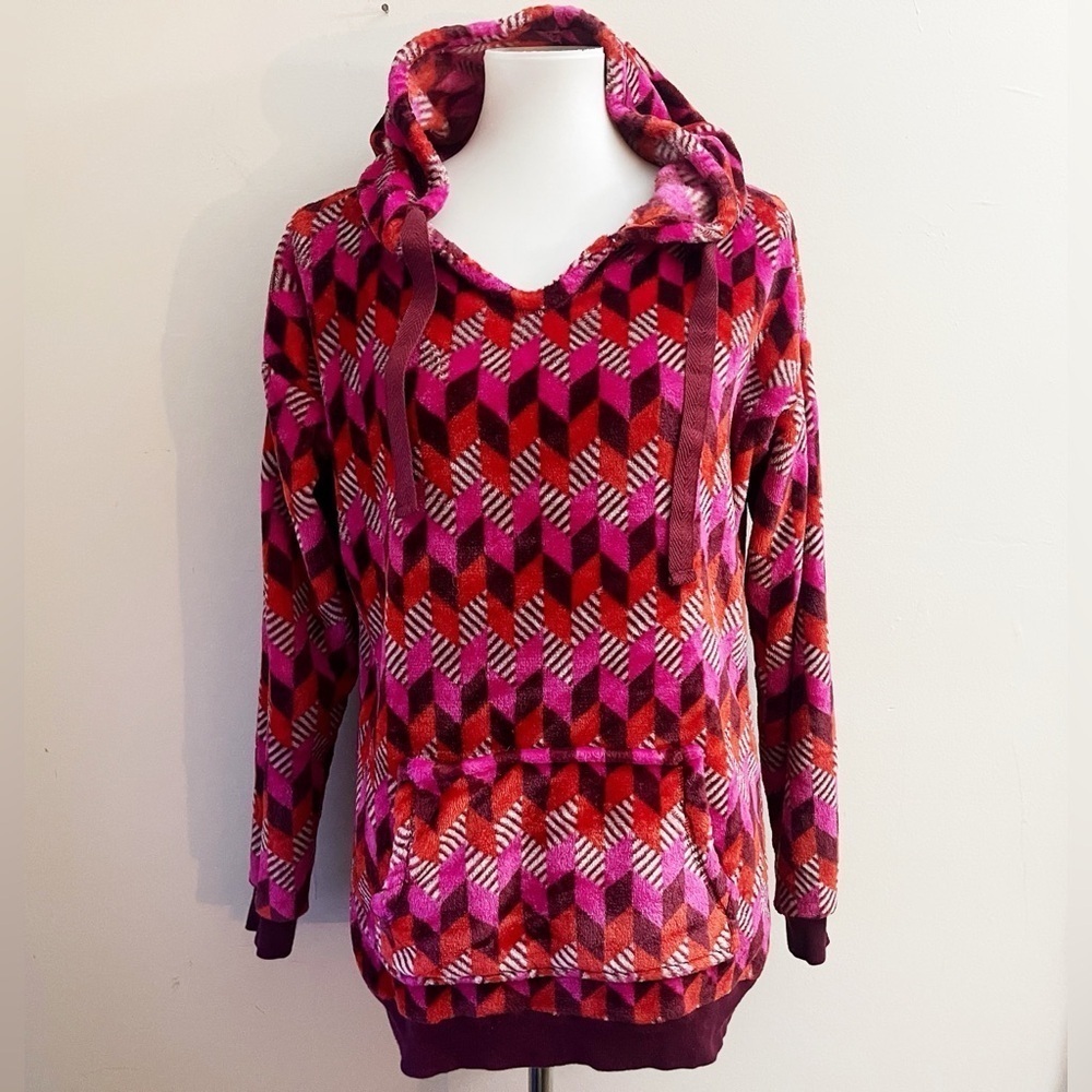 Vera Bradley Colorful Fleece Hoodie Oversized Granola Outdoor Cozy Casual Fall S